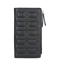 MBACODAI Frauen Geldbörsen Mode Weiches Leder Lange Weibliche Geldbörse Kartenhalter Brieftasche (Color : Schwarz) von MBACODAI