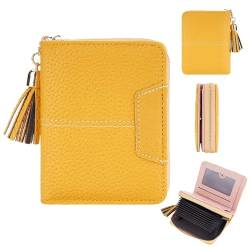 MBACODAI Kurze Frauen Geldbörsen Kartenhalter Weibliche Geldbörse Münzfach Reißverschluss Orgel Kartentasche Damenbrieftasche (Color : Yellow) von MBACODAI