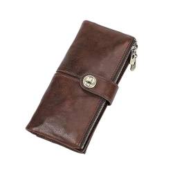 MBACODAI Lange Brieftasche Frau Reißverschluss Tasche Geldbörse Geldbeutel mit Schlitz Damen Clutch Geldbörsen Leder (Color : Coffee) von MBACODAI
