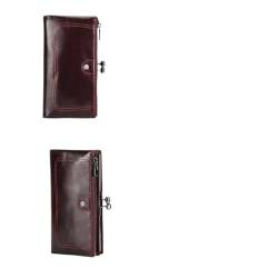 MBACODAI Lange Brieftasche for Damen, Leder, Metallrahmen, Kreditkartenhalter, Haspe und Reißverschluss, Damen-Handy-Geldbörse, 4 Farben (Color : Schwarz) von MBACODAI