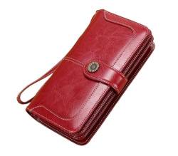 MBACODAI Lange Frauen Brieftasche Leder Zipper Münzfach Drucken Weibliche Brieftasche Multifunktionale Karte Halter Frauen Geldbörse (Color : 1) von MBACODAI