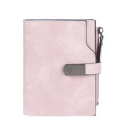 MBACODAI Schnalle Frauen Geldbörsen Kurz Kartenhalter Einfache Weibliche Geldbörse Reißverschluss Münzfach Brieftasche Mädchen (Color : Pink) von MBACODAI