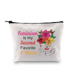 MBMSO Feministisches Geschenk, Make-up-Tasche, Frauen-Empowerment-Geschenk, Feminismus ist mein zweites Lieblings-F-Wort-Tasche, Mädchen, Power-Geschenke für Lady Boss, Feministische Tasche, medium, von MBMSO
