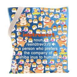 MBMSO Shiba Inus Make-up-Tasche für Shiba Inu Liebhaber, lustiges Geschenk für Shiba Inu Mutter, Geschenk für Hundebesitzer, Kosmetiktasche mit Reißverschluss, Inutrovert TB-blau, medium, Einkaufen von MBMSO