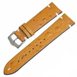 Echte Leder -Strauß -Muster -Uhr -Band für Männer Frauen Schnellfreisetzung Armband, Gelb, 20mm Width von MBello