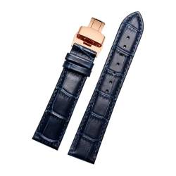 Echtes Lederarmband Uhrengurt für Männer Frauen Uhrenband Uhr Accessoires, Dunkelblaue Rose, 22mm von MBello