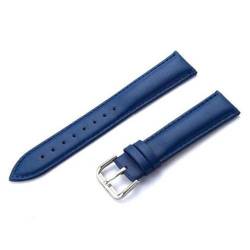 MBello Echte Leder -Uhren -Bänder Riemen einfache Weave Universal Flat General Armband Uhrzubehör, Blau, 24mm von MBello