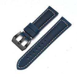 MBello Echtes Leder-Uhrenarmband, Rindsleder, Crazy Horse-Armband, Herren-Armband, glattes Armband, Blue-black, 26mm von MBello