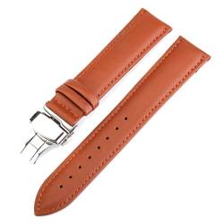 MBello Echtes Leder-Uhrenarmband-Uhrenarmband-Schmetterlingsschnalle-Armband-Armband-Uhr-Zubehör, Braun, 24mm von MBello