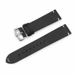 MBello Kalb Leder Watch Band Uhrengurtstiche echtes Leder Uhren -Retro -Handgelenkband, Schwarz, 20mm von MBello