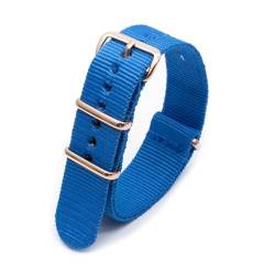 MBello Premium-Nylonarmband, goldene Schnalle, langlebig, atmungsaktiv, für Damen und Herren, Canvas-Gewebe, Armband, Ringschnalle, rot Weiß Blau, 20mm von MBello