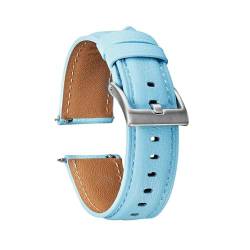 MBello Uhrenarmband aus Ziegenleder, weich, bequem, universelles Armband für Herren und Damen, Blue, 20mm von MBello