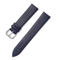 MBello Uhrengurt Ultra dünn flach ersetzt echtes Leder -Uhren -Band Handgelenk Armband, Dunkelblau, 16mm von MBello