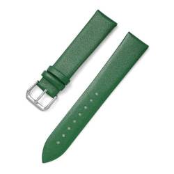 MBello Uhrengurt Ultra dünn flach ersetzt echtes Leder -Uhren -Band Handgelenk Armband, Grün, 14mm von MBello