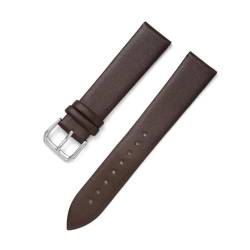 MBello Uhrengurt Ultra dünn flach ersetzt echtes Leder -Uhren -Band Handgelenk Armband, Kaffee, 15mm von MBello