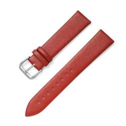 MBello Uhrengurt Ultra dünn flach ersetzt echtes Leder -Uhren -Band Handgelenk Armband, Rot, 12mm von MBello