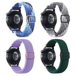 MC MEICHUANG Elastisches Schnellverschluss-Armband, 20 mm, Nylon, geflochten, kompatibel mit Samsung Galaxy Watch 6/5/4/3, 40 mm, 44 mm, 43 mm, 47 mm, 42 mm, 46 mm, Active 2 Smartwatch, 4 Stück von MC MEICHUANG