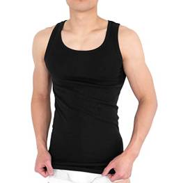 MC's Goods 4er Pack Herren Unterhemd Achselshirt Tank Top aus 100% Baumwolle feinripp (glatt) in weiß, grau oder schwarz (2 / M, Schwarz) von MC's Goods