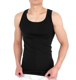 MC's Goods 4er Pack Herren Unterhemd Achselshirt Tank Top aus 100% Baumwolle feinripp (glatt) in weiß, grau oder schwarz (3 / L, Schwarz) von MC's Goods