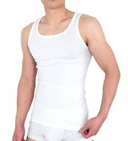 MC's Goods 4er Pack Herren Unterhemd Achselshirt Tank Top aus 100% Baumwolle feinripp (glatt) in weiß, grau oder schwarz (3 / L, Weiß) von MC's Goods