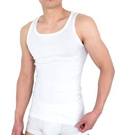 MC's Goods 4er Pack Herren Unterhemd Achselshirt Tank Top aus 100% Baumwolle feinripp (glatt) in weiß, grau oder schwarz von M - 3XL (S, Weiss) von MC's Goods