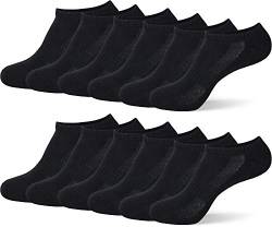 MC.TAM Unisex Atmungsaktive Sneaker Socken Sportliche Kurze Socken Herren Damen 12 Paar 80% Baumwolle, 43-46, Schwarz von MC.TAM