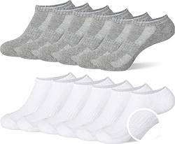 MC.TAM Unisex Atmungsaktive Sneaker Socken Sportliche Kurze Socken Herren Damen 12 Paar 80% Baumwolle Frotteesohle, 35-38, Weiss&Grau von MC.TAM