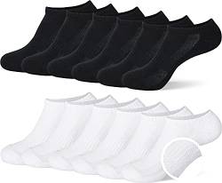 MC.TAM Unisex Atmungsaktive Sneaker Socken Sportliche Kurze Socken Herren Damen 12 Paar 80% Baumwolle Frotteesohle, 43-46, Schwarz&Weiss von MC.TAM