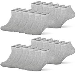 MC.TAM Unisex Sneaker Socken Kurze Socken Herren Damen 12 Paar 80% Baumwolle, 39-42, Hellgrau von MC.TAM