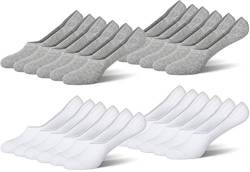 MC.TAM Unisex Unsichtbare Sneaker Socken Füsslinge Herren Damen 12 Paar 80% Baumwolle, 39-42, Weiss&Hellgrau von MC.TAM