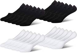 MC.TAM Unisex Unsichtbare Sneaker Socken Füsslinge Herren Damen 12 Paar 80% Baumwolle, 43-46, Schwarz&Weiss von MC.TAM