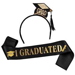 MCAOAL 2023 Haarband mit Schultergurt, 2 Stück, für Abschlussfeiern, Hutform, Stirnbänder für Karneval, Zeremonien von MCAOAL