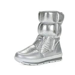 MCHDMI Schneestiefel Damen, Winterstiefel Silber Farbe Frauen Schneestiefel Pelz Einlegesohle Dame Warme Schuhe Mode Mädchen Wasserdichte Baumwollschuhe (Color : Silver, Size : 39 EU) von MCHDMI