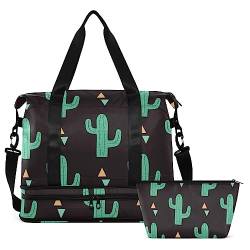 Cactuses Fashion Black Travel Duffel Bag for Women Men Gym Bag with Shoe Compartment Wet Pocket Carry On Weekender Overnight Bags for Airline Travel Under Seat, Mehrfarbig, Large von MCHIVER