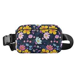 Floral Summer Fanny Pack for Women Men Crossbody Belt Bag Fashion Waist Packs Purse with Adjustable Strap Bumbags for Teen Girls Boys, Mehrfarbig, Large von MCHIVER