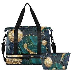 Galaxy Stars Planets Cosmic Travel Duffel Bag for Women Men Gym Bag with Shoe Compartment Wet Pocket Carry On Weekender Overnight Bags for Airline Travel Under Seat, Mehrfarbig, Large von MCHIVER