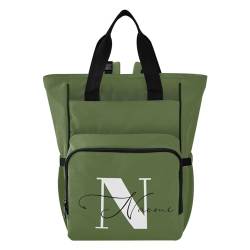 MCHIVER Benutzerdefinierte Wickeltasche Rucksack Große Kapazität Personalisierte Babytaschen mit Isolierten Taschen Mutterschaft Mama Tasche, Dunkelgrün von MCHIVER