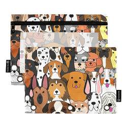MCHIVER Doodle Dog Pencil Pouch for 3 Ring Binder Pencil Pouches with Zippers Clear Window Binder Pockets Pencil Bags for Work Daily Office 2 Packs von MCHIVER
