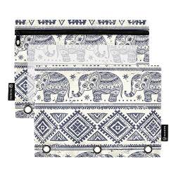 MCHIVER Mandala Elephant Pencil Pouch for 3 Ring Binder Pencil Pouches with Zippers Clear Window Binder Pockets Pencil Bags for Daily Organzier Office Work 2 Packs von MCHIVER