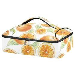 MCHIVER Orange Fruit Leafs Isolierte Kasserolle Träger Lebensmittelträger mit Schale Lagerung Auslaufsicher Lasagne Halter Tasche für Picknick Potluck Strand Tagesausflug von MCHIVER