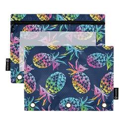 MCHIVER Pineapples Pencil Pouch for 3 Ring Binder Pencil Pouches with Zippers Clear Window Binder Pockets Pencil Bags for Adults Work Daily Office 2 Packs von MCHIVER