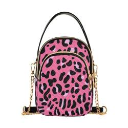 MCHIVER Pink Leopard Crossbody Bag for Women Cell Phone Purse Wallet with Removable Chain Shoulder Handbag for Passport Phone Travel Work, pink leopard von MCHIVER