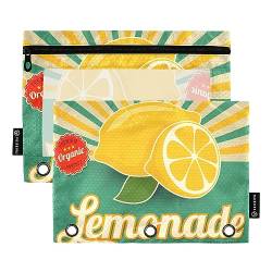 MCHIVER Retro Lemon Lemonade Pencil Pouch for 3 Ring Binder Pencil Pouches with Zippers Clear Window Binder Pockets Pencil Bags for Office Daily Work 2 Packs von MCHIVER