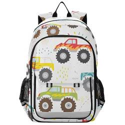 MCHIVER Rucksack für die Schule, leicht, Schüler-Büchertaschen mit Brustgurt, lässiger Tagesrucksack, Rucksack für Mädchen und Jungen, Doodle Monster Truck, Large von MCHIVER