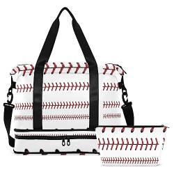 Softball Baseball Red Lace Travel Duffel Bag for Women Men Gym Bag with Shoe Compartment Wet Pocket Carry On Weekender Overnight Bags for Traveling Gym Workout, Mehrfarbig, Large von MCHIVER