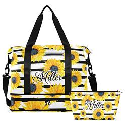 Sonnenblumen-Sporttasche für Damen und Herren, mit Schuhfach, personalisierbar, für Handgepäck, Wochenende, Übernachtung, für Yoga, Schule, Reisen, Fitnessstudio, 20#, Large von MCHIVER