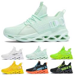 Laufschuhe Herren Damen Sportschuhe Atmungsaktiv Leichte Turnschuhe Straßenlaufschuhe Outdoor Schuhe Fashion Gym Fitness Sneaker G133 Apple Green 44 von MCIVOXER