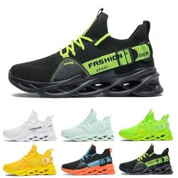 Laufschuhe Herren Damen Sportschuhe Atmungsaktiv Leichte Turnschuhe Straßenlaufschuhe Outdoor Schuhe Fashion Gym Fitness Sneaker G133 Black Green 39 von MCIVOXER