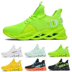 Laufschuhe Herren Damen Sportschuhe Atmungsaktiv Leichte Turnschuhe Straßenlaufschuhe Outdoor Schuhe Fashion Gym Fitness Sneaker G133 Fluorescent Green 37 von MCIVOXER