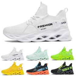 Laufschuhe Herren Damen Sportschuhe Atmungsaktiv Leichte Turnschuhe Straßenlaufschuhe Outdoor Schuhe Fashion Gym Fitness Sneaker G133 White 37 von MCIVOXER